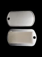 DULL FINISH G.I. DOG TAG WITH CERMARK BAND ON FLAT SIDE. 1 1/2" x 3/4